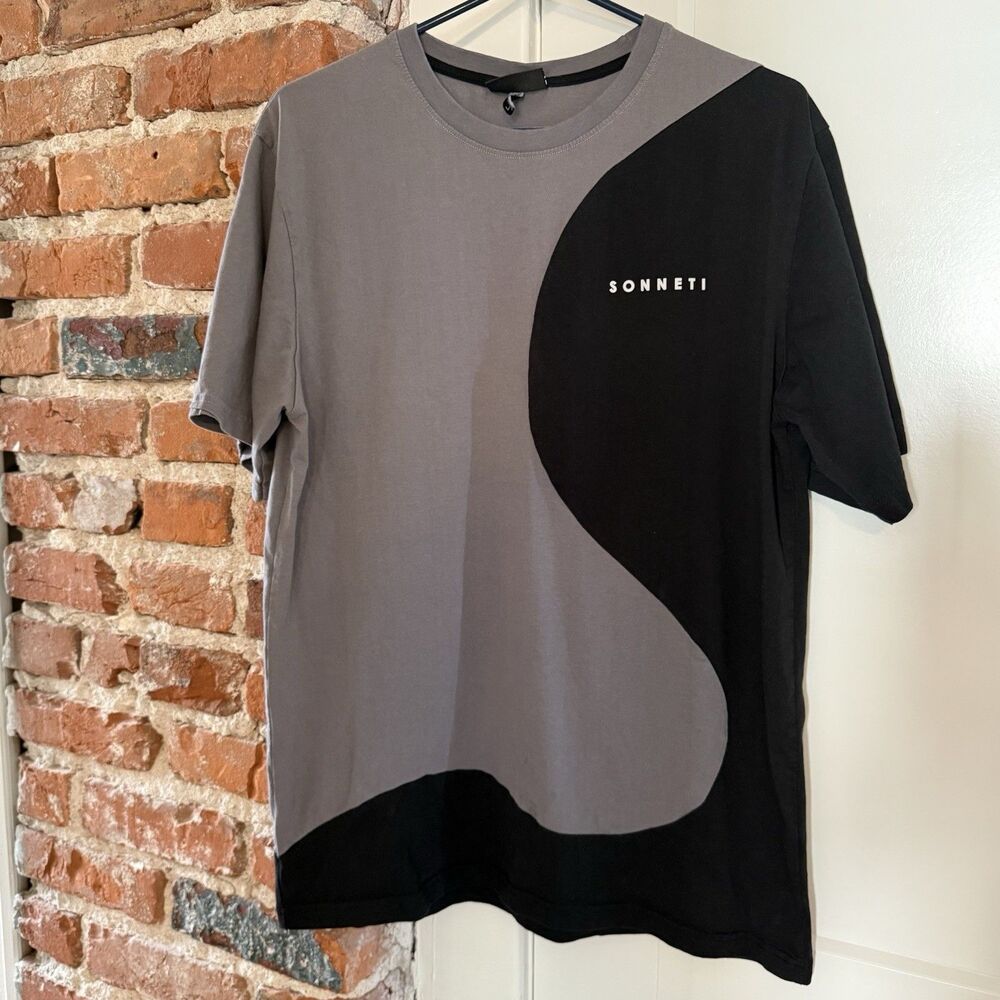 Sonneti London Men's Large T-Shirt Black And Gray Two-Tone Made In Egypt